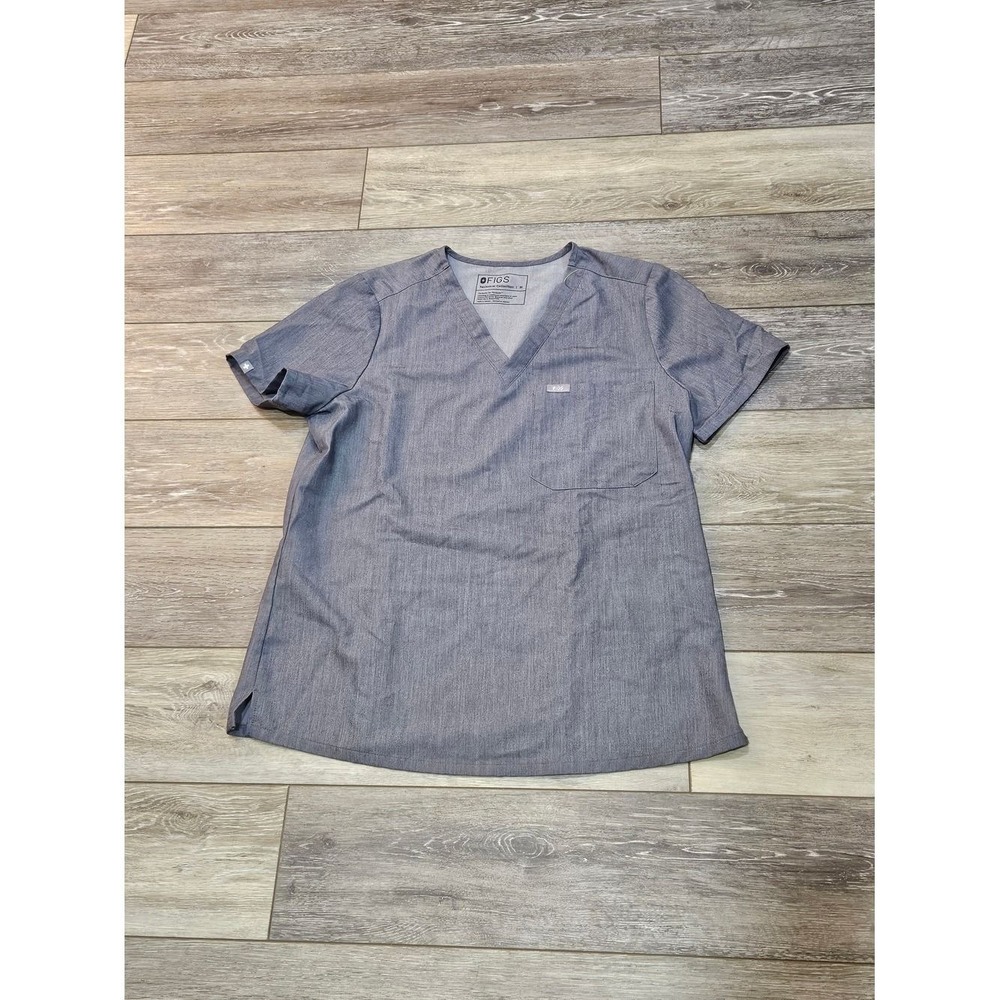 Figs Short Sleeve V-Neck Scrub Top -Gray Grey Size Medium